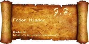 Fodor Hiador névjegykártya